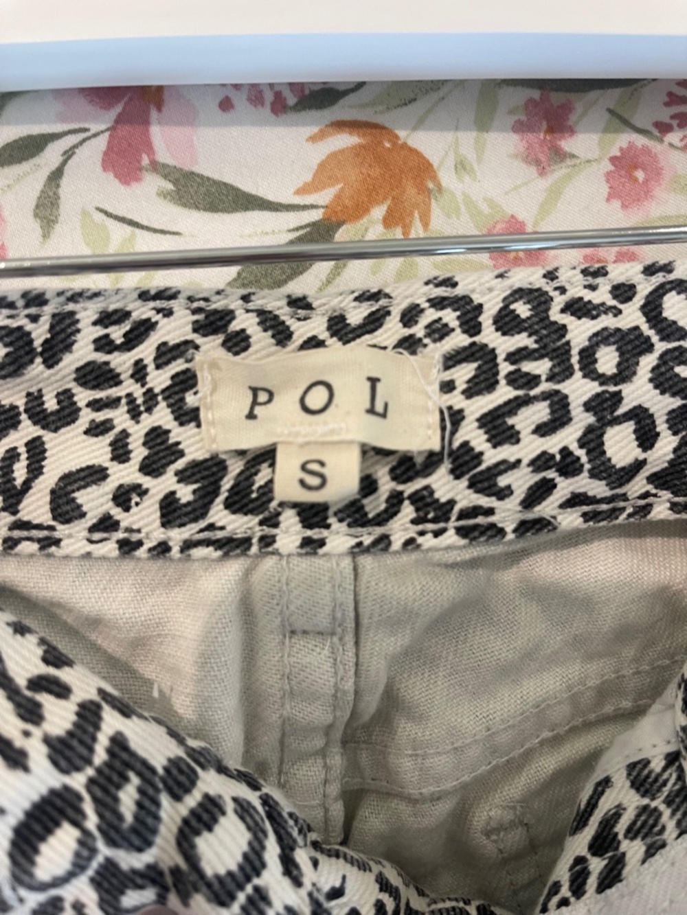 Women's POL Cropped Distressed Leopard Print Wide Leg Cotton Jeans Size Small - Picture 9 of 10